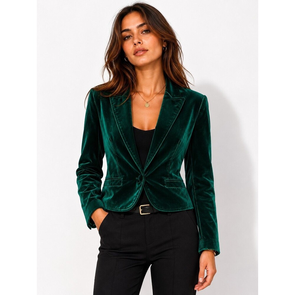 Worthington Emerald Green Velvet Blazer Womens Size 10 Paisley Lined Jacket